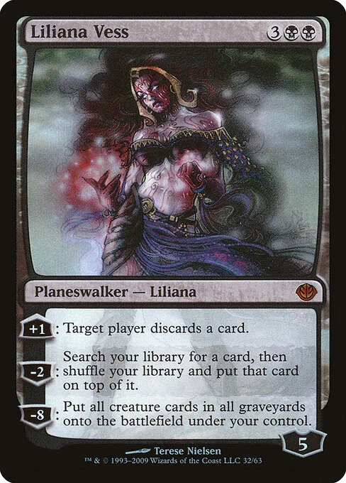 Liliana Vess, carta Magic di tipo Legendary Planeswalker — Liliana illustrata da Terese Nielsen