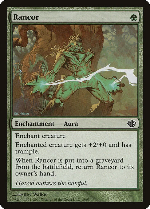Rancor, carta Magic di tipo Enchantment — Aura illustrata da Kev Walker
