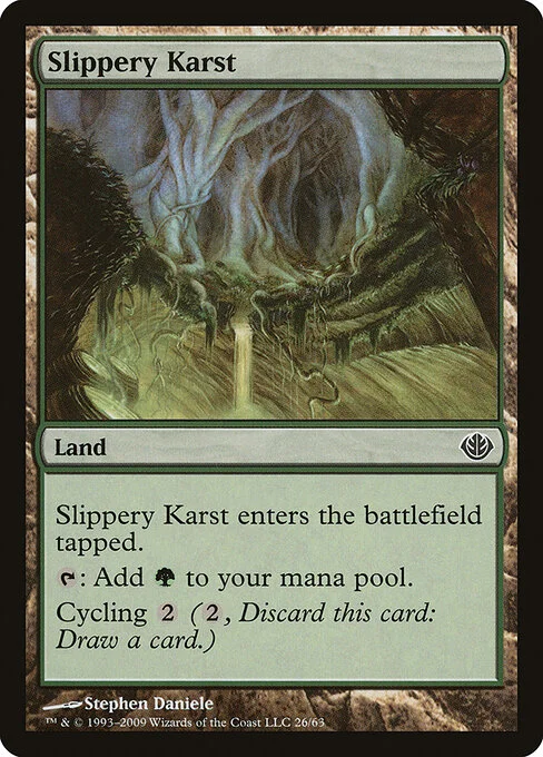 Slippery Karst, carta Magic di tipo Land illustrata da Stephen Daniele