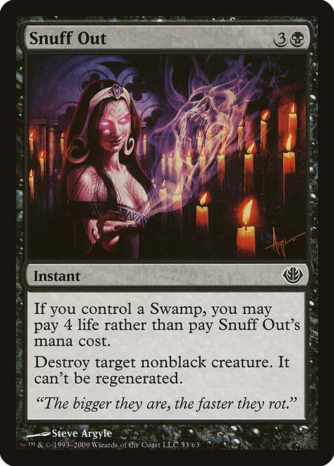 Snuff Out, carta Magic di tipo Instant illustrata da Steve Argyle
