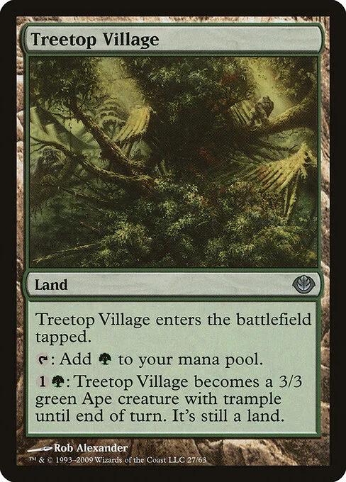 Treetop Village, carta Magic di tipo Land illustrata da Rob Alexander