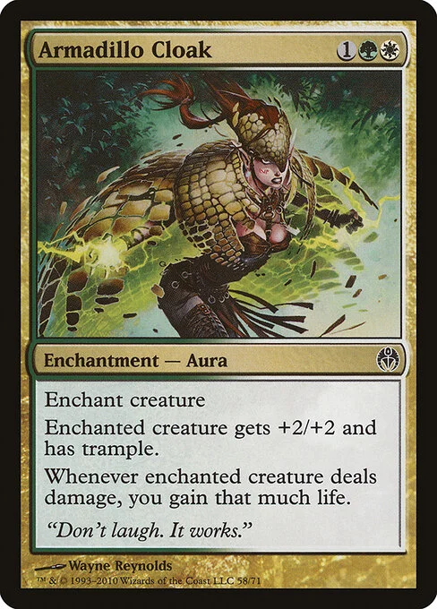 Armadillo Cloak, carta Magic di tipo Enchantment — Aura illustrata da Wayne Reynolds