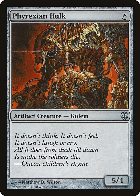 Phyrexian Hulk, carta Magic di tipo Artifact Creature — Phyrexian Golem illustrata da Matthew D. Wilson