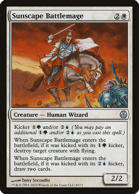 Sunscape Battlemage, carta Magic di tipo Creature — Human Wizard illustrata da Tony Szczudlo