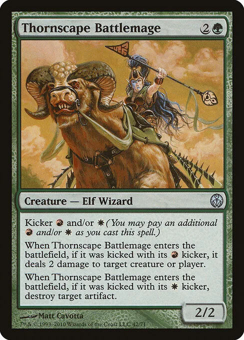 Thornscape Battlemage, carta Magic di tipo Creature — Elf Wizard illustrata da Matt Cavotta