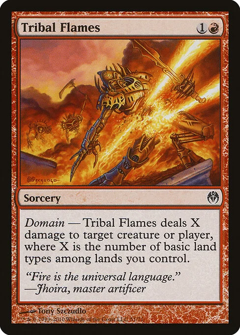 Tribal Flames, carta Magic di tipo Sorcery illustrata da Tony Szczudlo