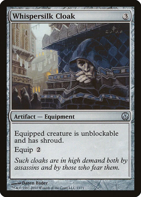 Whispersilk Cloak, carta Magic di tipo Artifact — Equipment illustrata da Daren Bader