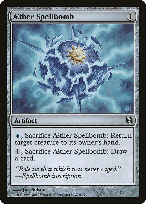 Aether Spellbomb, carta Magic di tipo Artifact illustrata da Jim Nelson