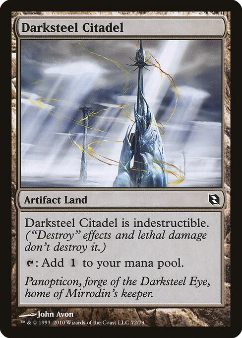 Darksteel Citadel, carta Magic di tipo Artifact Land illustrata da John Avon