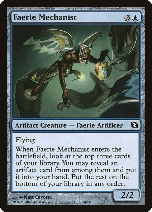 Faerie Mechanist, carta Magic di tipo Artifact Creature — Faerie Artificer illustrata da Matt Cavotta