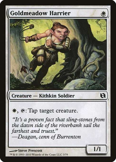 Goldmeadow Harrier, carta Magic di tipo Creature — Kithkin Soldier illustrata da Steve Prescott