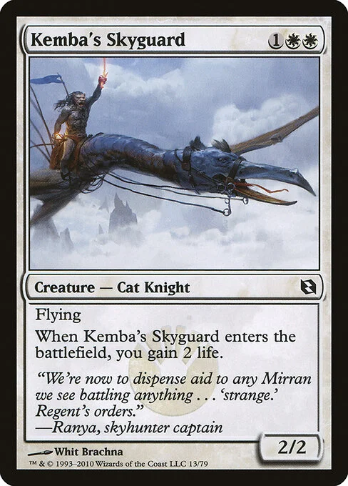 Kemba's Skyguard, carta Magic di tipo Creature — Cat Knight illustrata da Whit Brachna