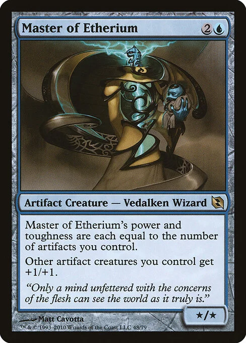 Master of Etherium, carta Magic di tipo Artifact Creature — Vedalken Wizard illustrata da Matt Cavotta
