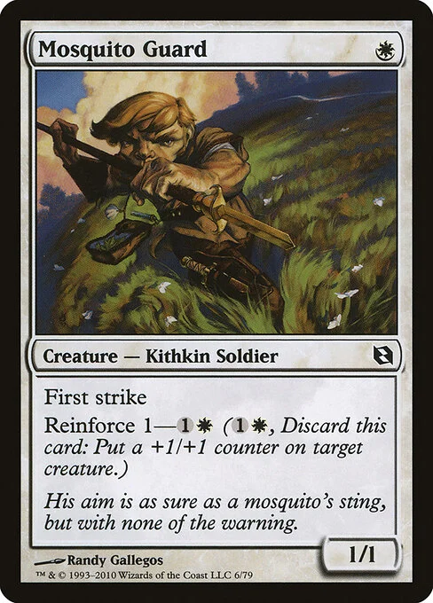 Mosquito Guard, carta Magic di tipo Creature — Kithkin Soldier illustrata da Randy Gallegos