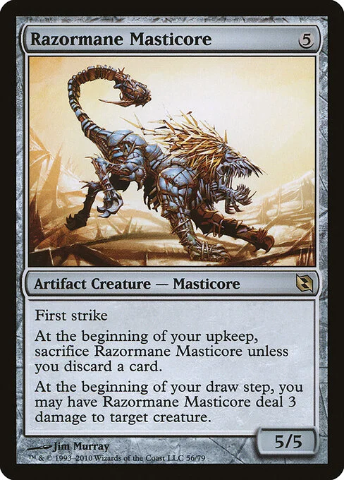 Razormane Masticore, carta Magic di tipo Artifact Creature — Masticore illustrata da Jim Murray