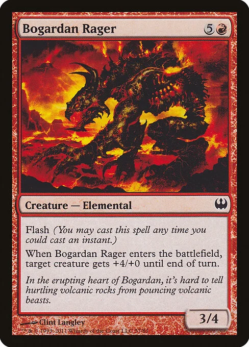 Bogardan Rager, carta Magic di tipo Creature — Elemental illustrata da Clint Langley