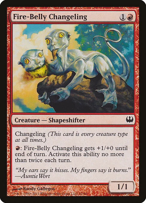 Fire-Belly Changeling, carta Magic di tipo Creature — Shapeshifter illustrata da Randy Gallegos