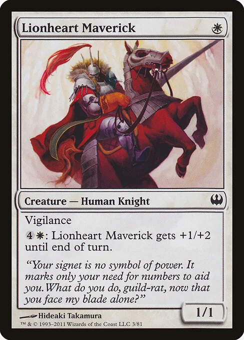 Lionheart Maverick, carta Magic di tipo Creature — Human Knight illustrata da Hideaki Takamura