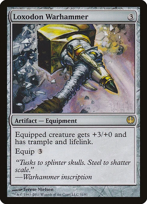 Loxodon Warhammer, carta Magic di tipo Artifact — Equipment illustrata da Terese Nielsen