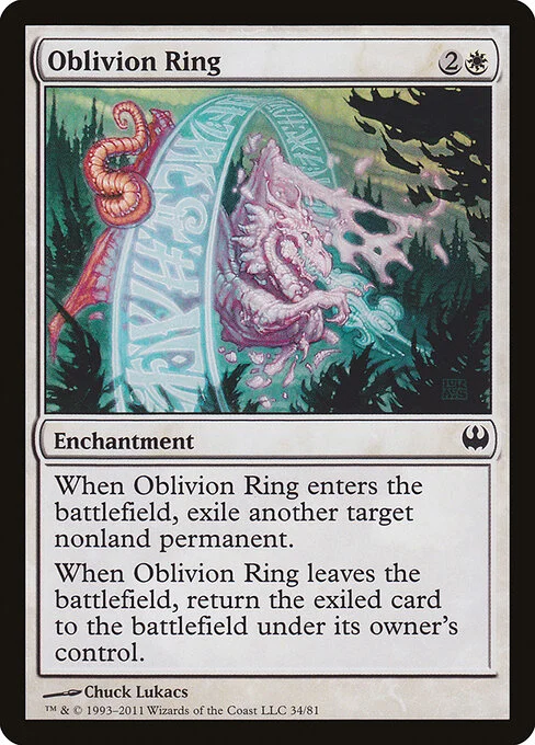 Oblivion Ring, carta Magic di tipo Enchantment illustrata da Chuck Lukacs