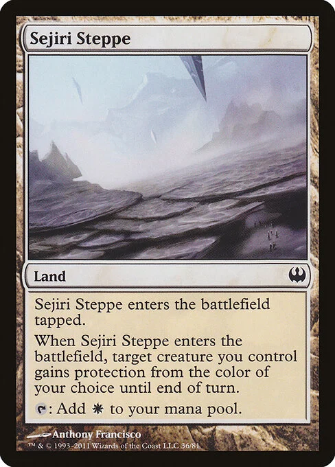 Sejiri Steppe, carta Magic di tipo Land illustrata da Anthony Francisco