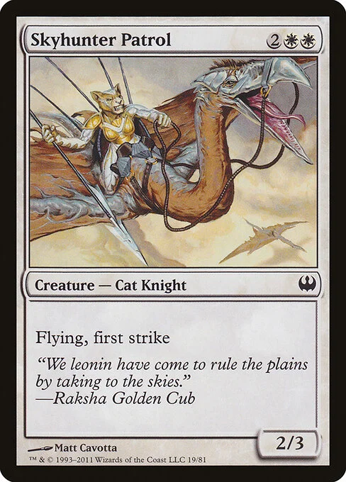 Skyhunter Patrol, carta Magic di tipo Creature — Cat Knight illustrata da Matt Cavotta