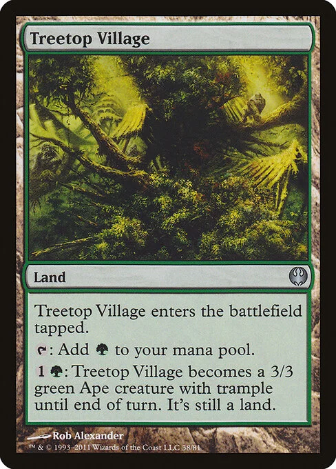 Treetop Village, carta Magic di tipo Land illustrata da Rob Alexander