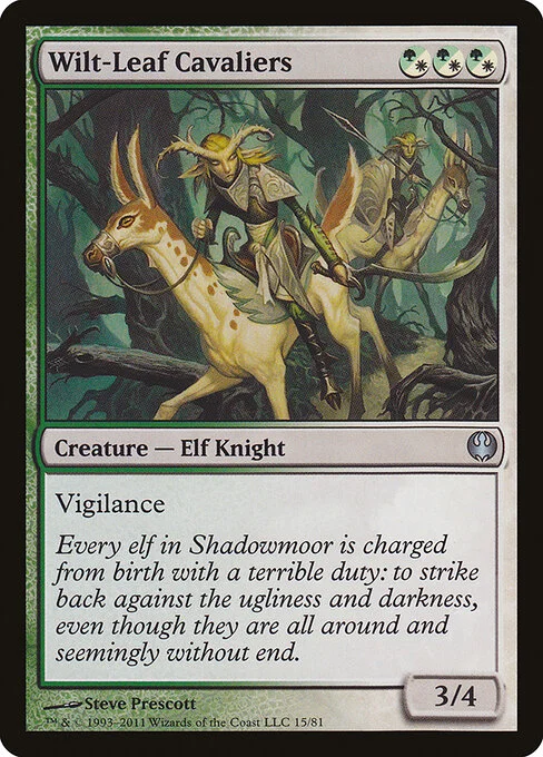 Wilt-Leaf Cavaliers, carta Magic di tipo Creature — Elf Knight illustrata da Steve Prescott