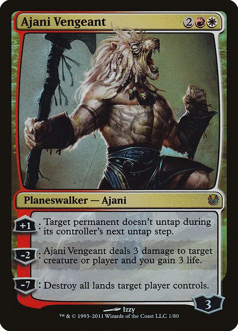 Ajani Vengeant, carta Magic di tipo Legendary Planeswalker — Ajani illustrata da Izzy
