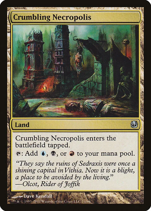 Crumbling Necropolis, carta Magic di tipo Land illustrata da Dave Kendall