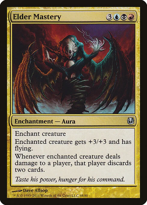 Elder Mastery, carta Magic di tipo Enchantment — Aura illustrata da Dave Allsop