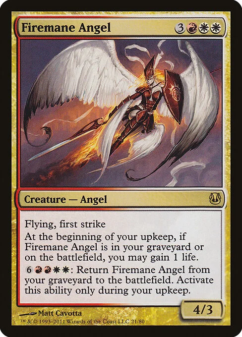 Firemane Angel, carta Magic di tipo Creature — Angel illustrata da Matt Cavotta
