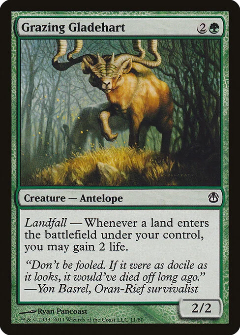 Grazing Gladehart, carta Magic di tipo Creature — Antelope illustrata da Ryan Pancoast