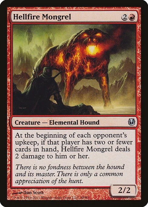 Hellfire Mongrel, carta Magic di tipo Creature — Elemental Dog illustrata da Dan Murayama Scott