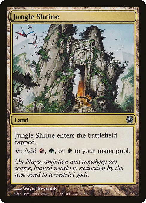 Jungle Shrine, carta Magic di tipo Land illustrata da Wayne Reynolds