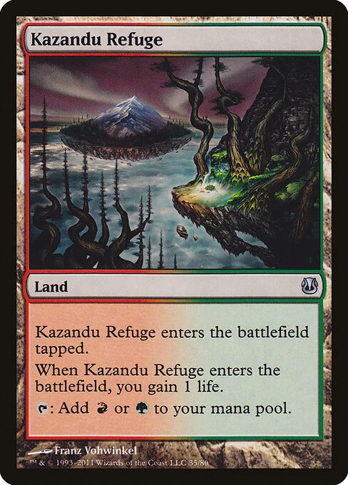 Kazandu Refuge, carta Magic di tipo Land illustrata da Franz Vohwinkel