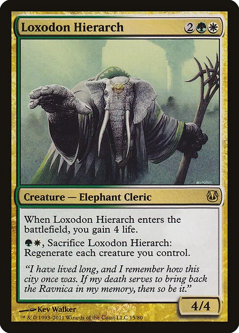 Loxodon Hierarch, carta Magic di tipo Creature — Elephant Cleric illustrata da Kev Walker