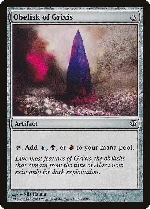 Obelisk of Grixis, carta Magic di tipo Artifact illustrata da Nils Hamm