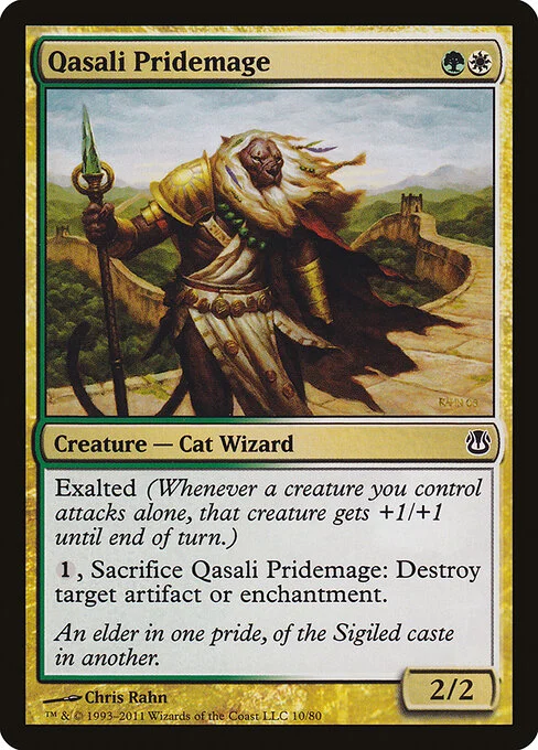 Qasali Pridemage, carta Magic di tipo Creature — Cat Wizard illustrata da Chris Rahn