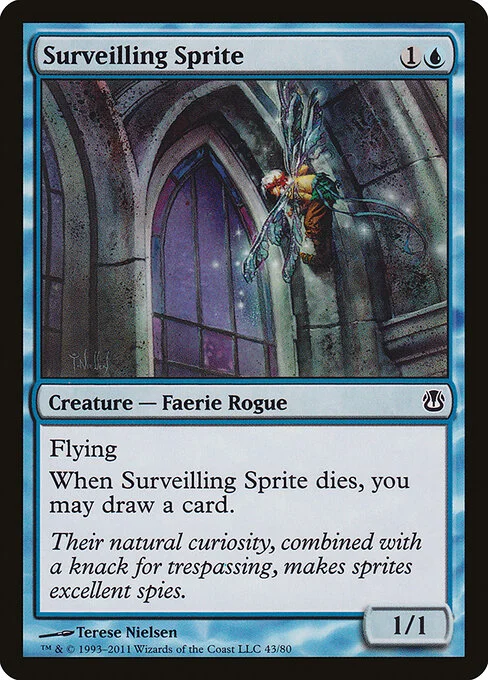 Surveilling Sprite, carta Magic di tipo Creature — Faerie Rogue illustrata da Terese Nielsen