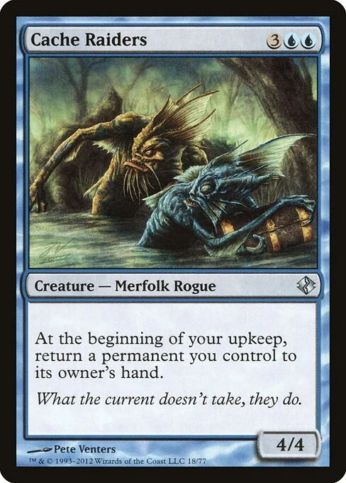 Cache Raiders, carta Magic di tipo Creature — Merfolk Rogue illustrata da Pete Venters