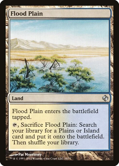 Flood Plain, carta Magic di tipo Land illustrata da Pat Lewis