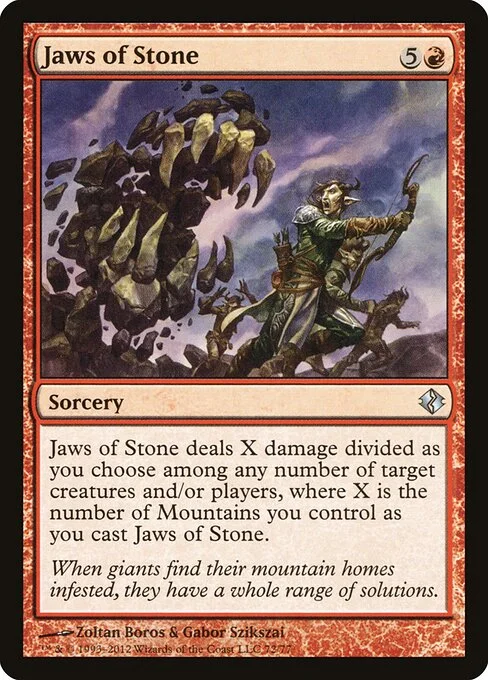 Jaws of Stone, carta Magic di tipo Sorcery illustrata da Zoltan Boros & Gabor Szikszai
