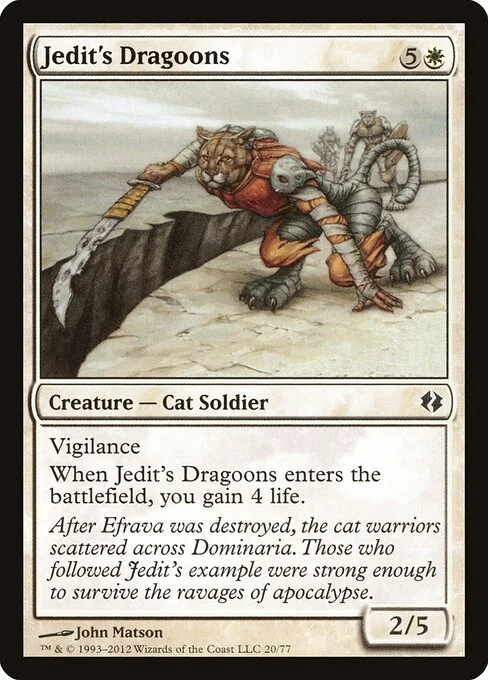 Jedit's Dragoons, carta Magic di tipo Creature — Cat Soldier illustrata da John Matson