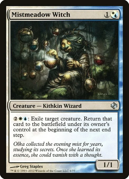Mistmeadow Witch, carta Magic di tipo Creature — Kithkin Wizard illustrata da Greg Staples