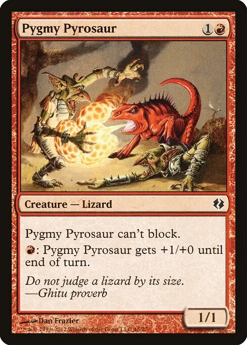 Pygmy Pyrosaur, carta Magic di tipo Creature — Lizard illustrata da Dan Frazier