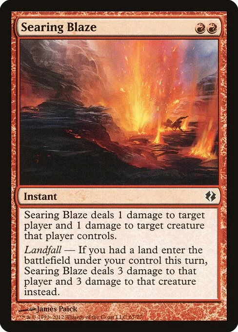 Searing Blaze, carta Magic di tipo Instant illustrata da James Paick