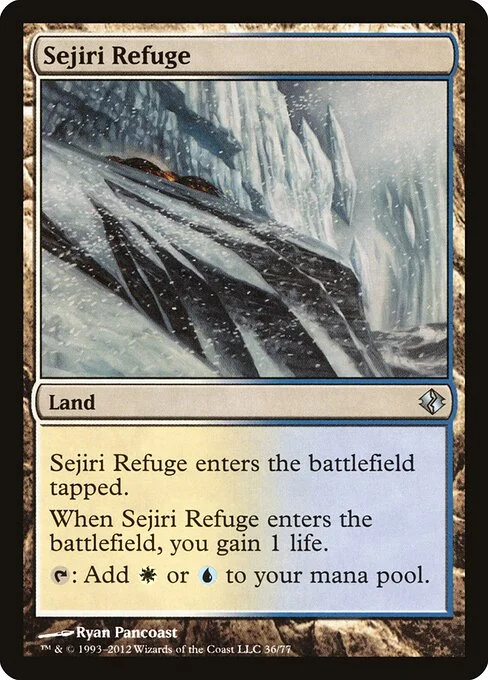 Sejiri Refuge, carta Magic di tipo Land illustrata da Ryan Pancoast