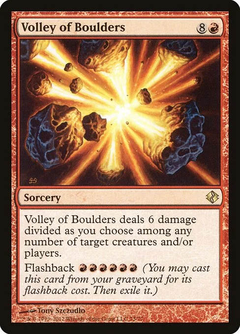 Volley of Boulders, carta Magic di tipo Sorcery illustrata da Tony Szczudlo