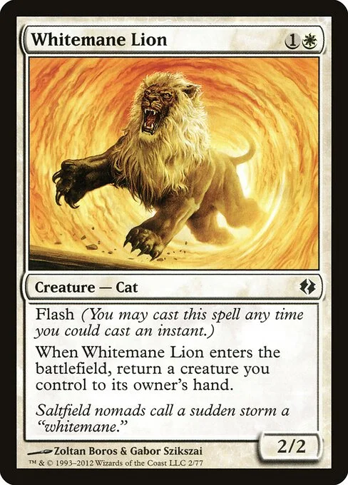 Whitemane Lion, carta Magic di tipo Creature — Cat illustrata da Zoltan Boros & Gabor Szikszai